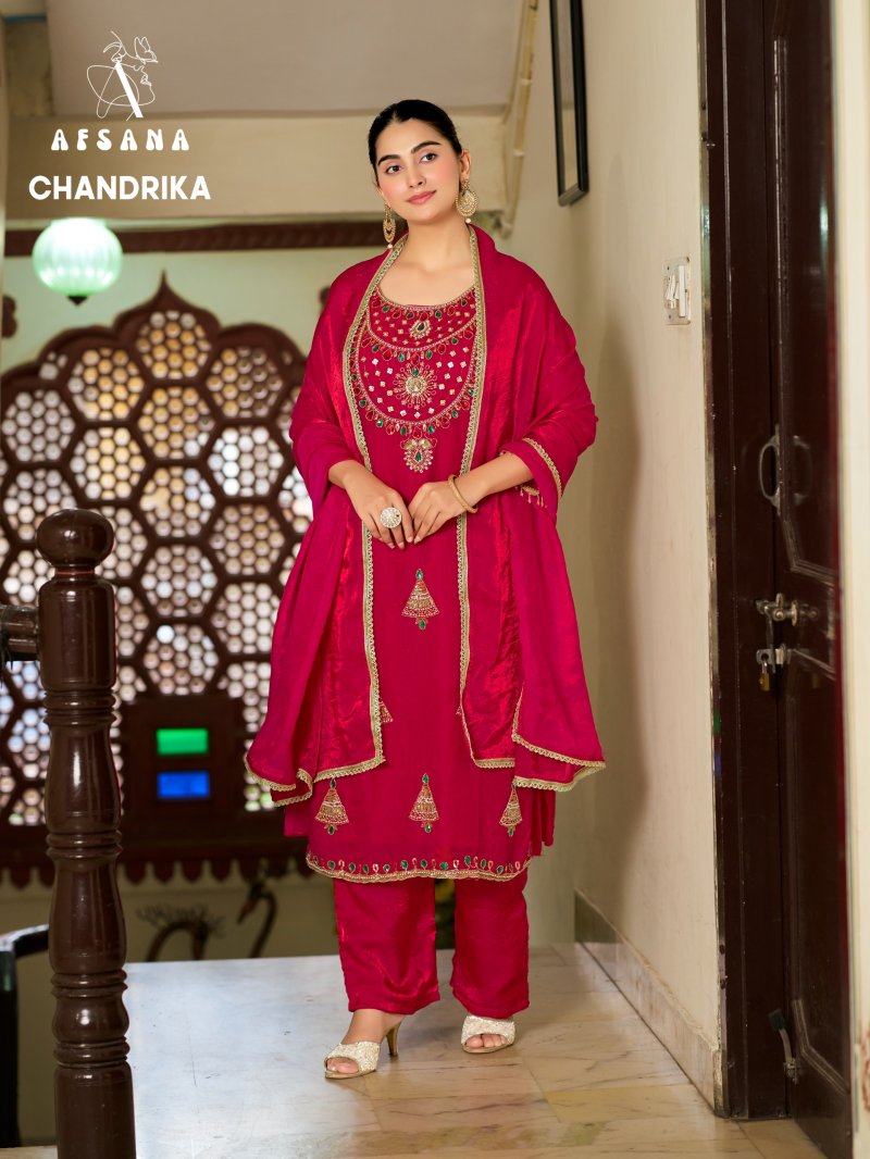 Chandrika By Afsana Fandy Satin Readymade Salwar Kameez 